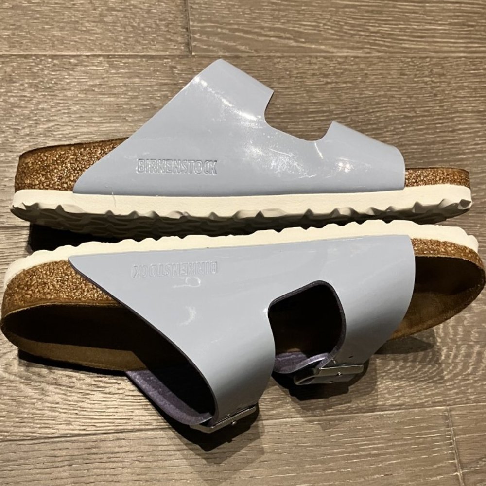 Birkenstock Arizona Patent Dove Blue Sandals - Picture 4 of 7